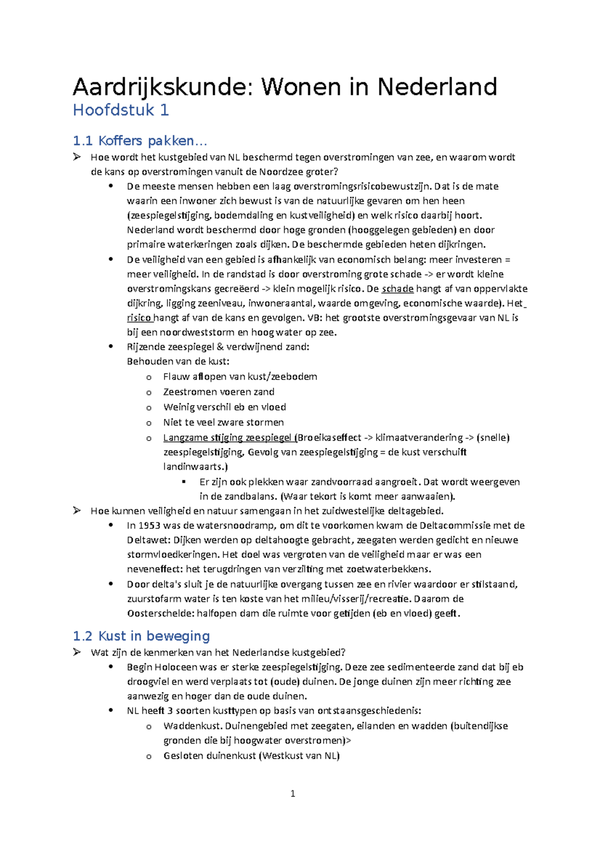 Aardrijkskunde Samenvatting P1 Wonen In NL - Aardrijkskunde: Wonen In ...