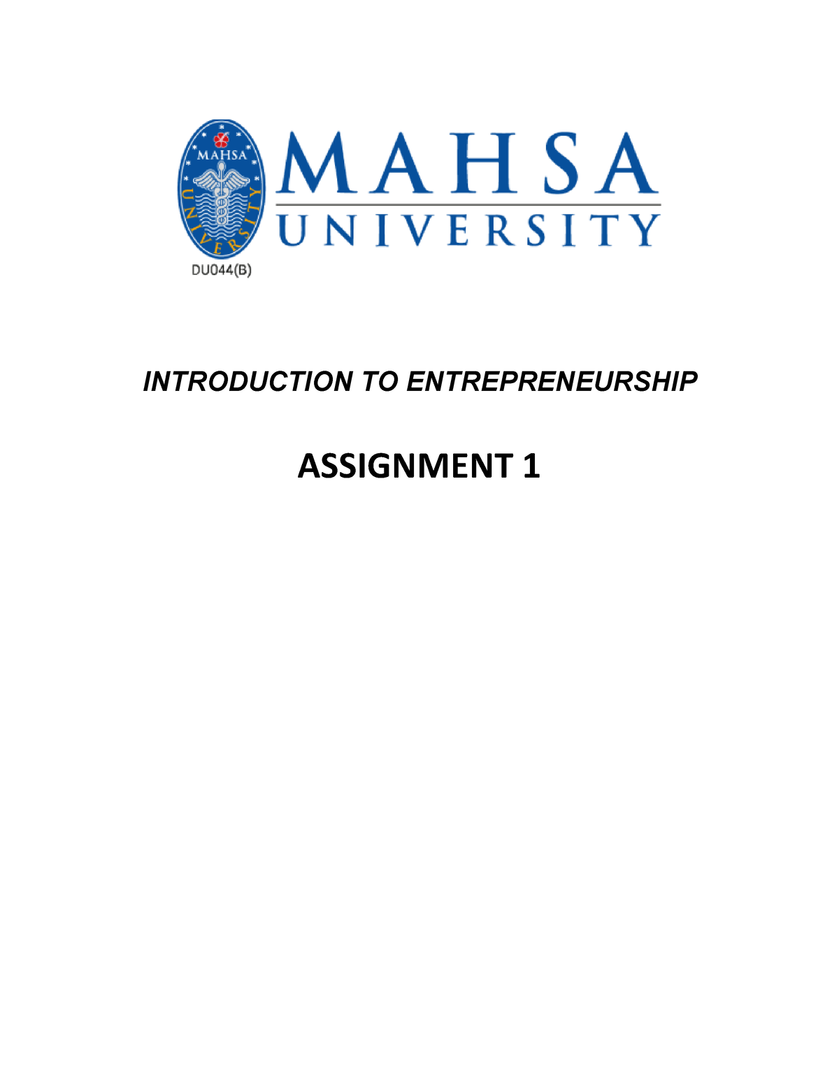 entrepreneurship assignment for mba students