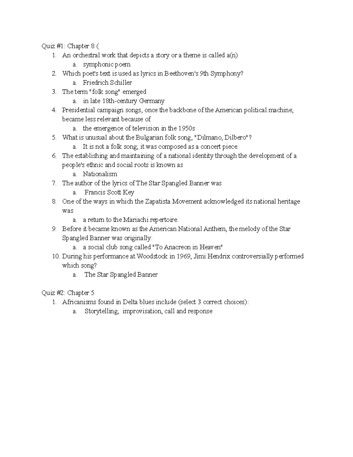 UDEL MUSC101 Final Exam Practice Material Quiz 1 Chapter 8 ( 1. An