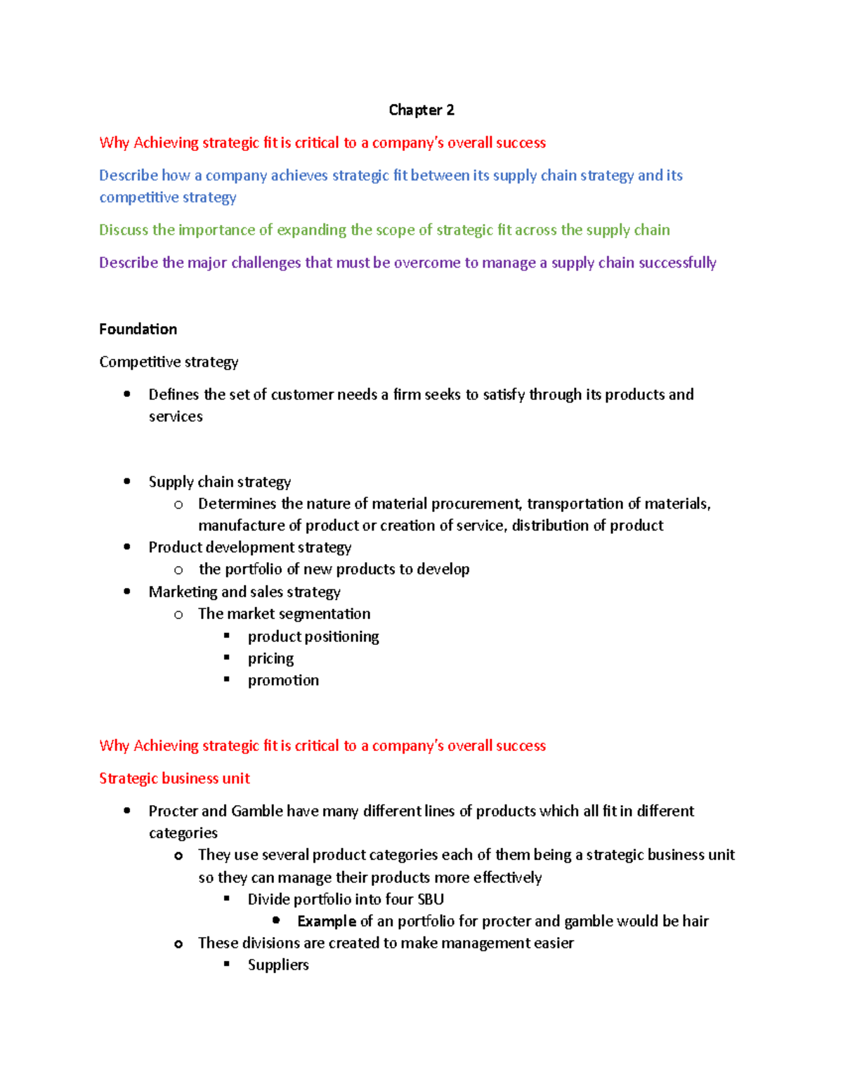 Supply chain management Chapter 2 - Chapter 2 Why Achieving strategic ...