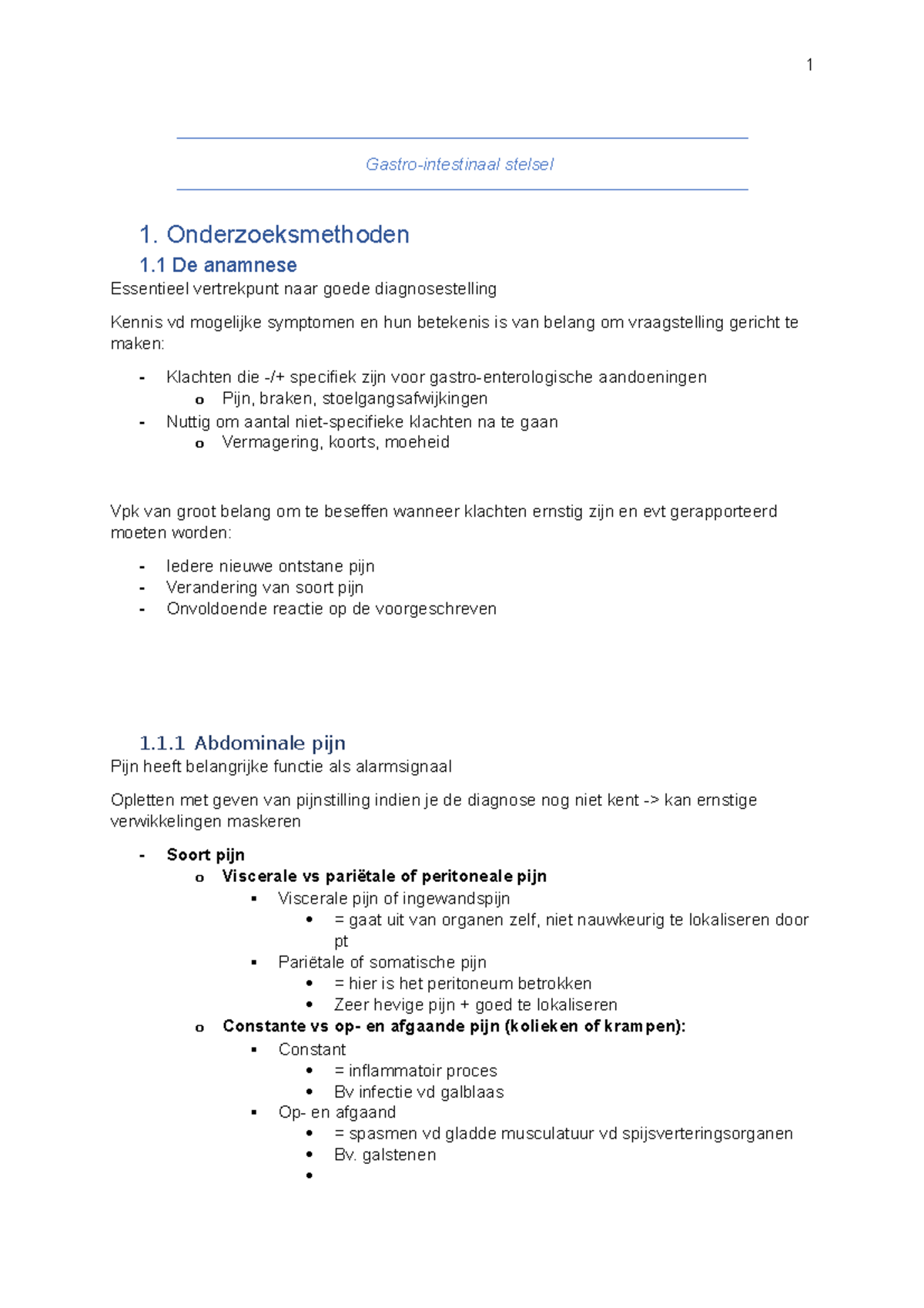 Samenvatting Gastro-intestinaal Stelsel - Gastro-intestinaal Stelsel 1 ...