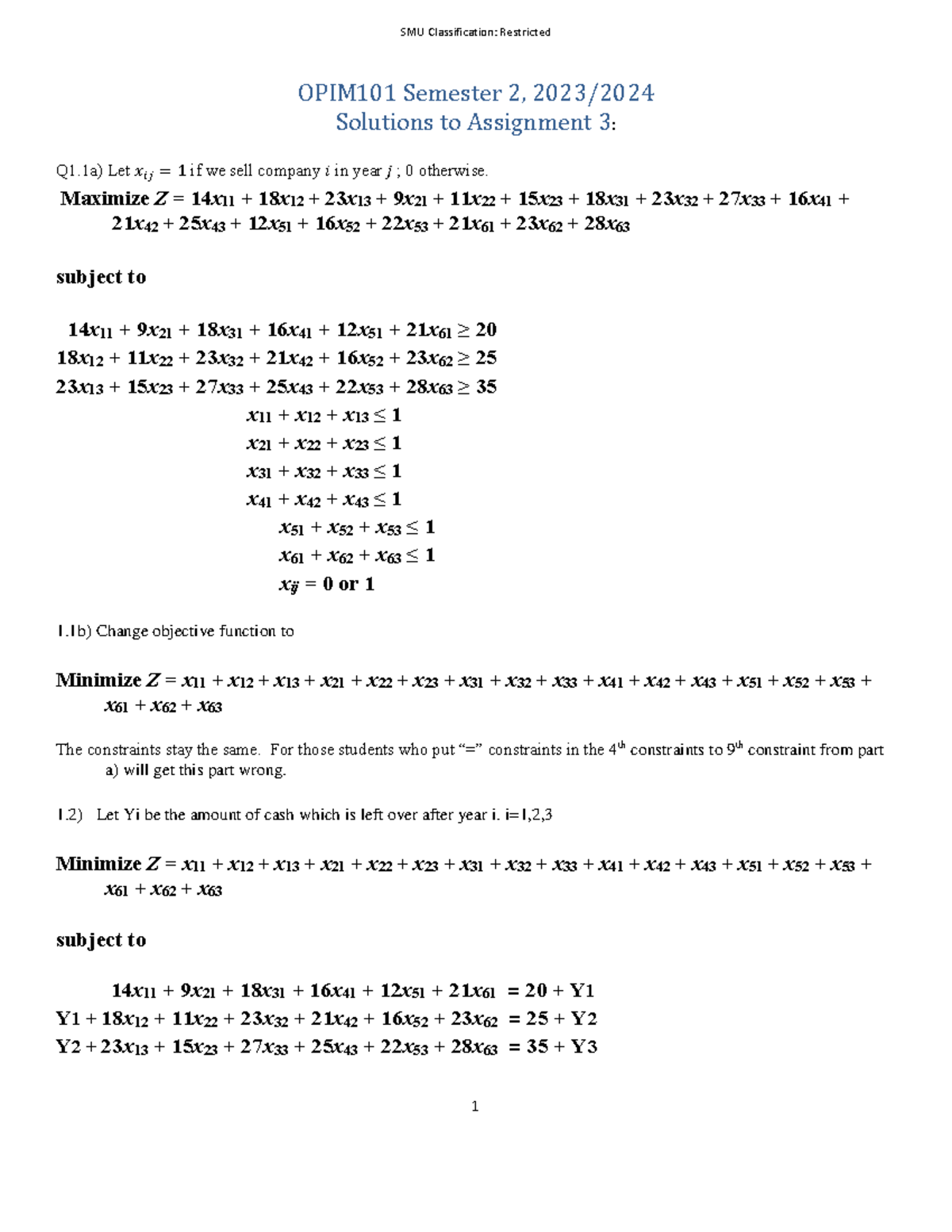 UP Assign 3 AY2324T2 solution 2024-0320 - OPIM101 Semester 2 , 2023 ...
