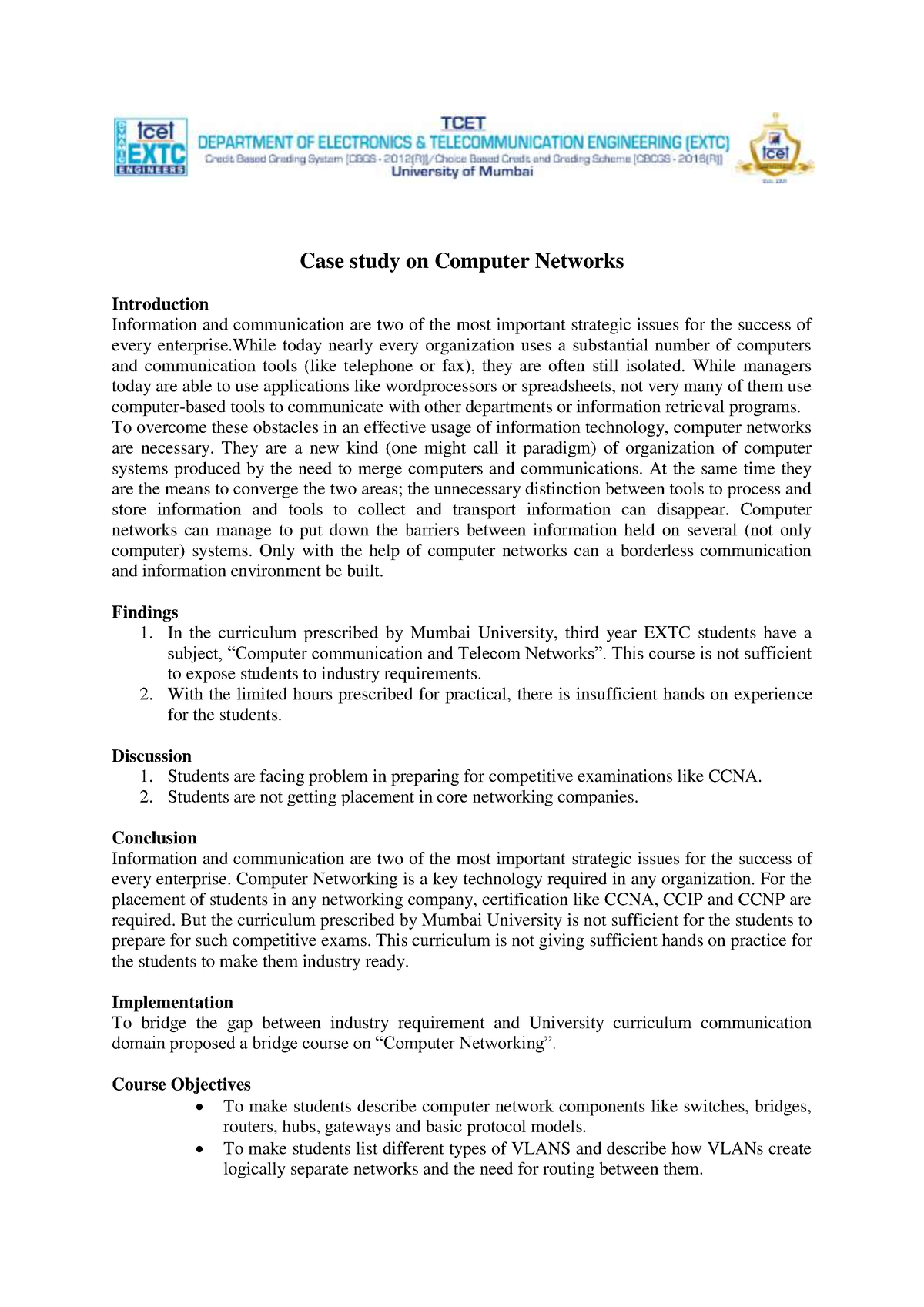 case study topics for computer networks