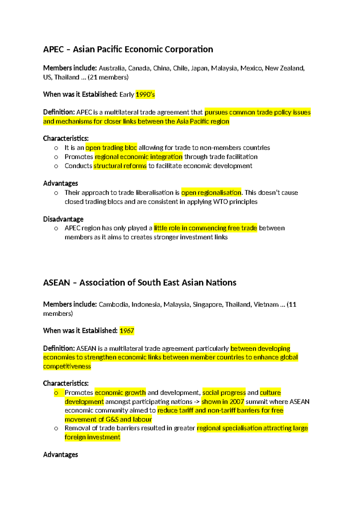 Summary of Regional Agreements - APEC – Asian Pacific Economic ...