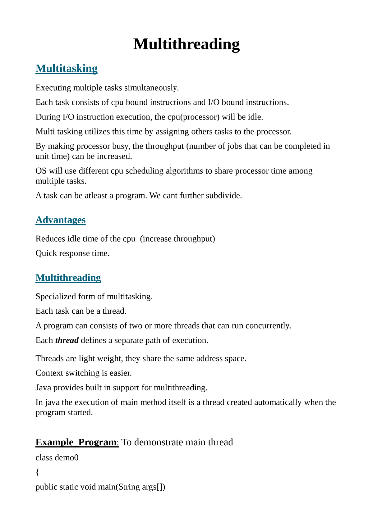 java-unit-3-multi-threading-notes-multithreading-multitasking