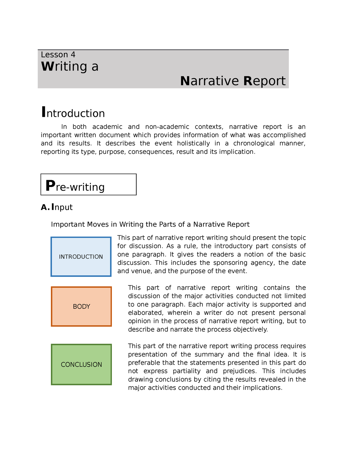 introduction for a narrative report