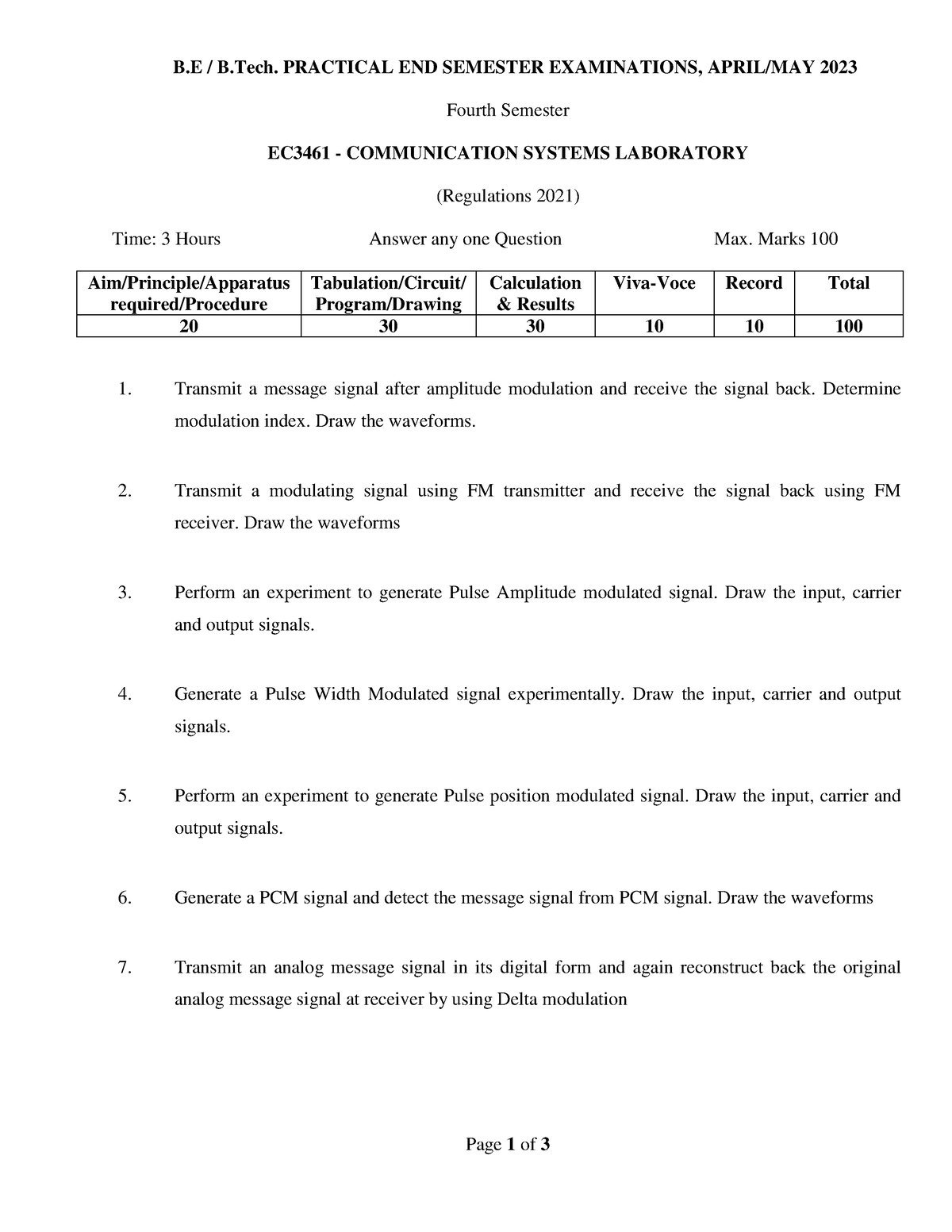 EC3461 SET4 - Page 1 Of 3 B / B. PRACTICAL END SEMESTER EXAMINATIONS ...