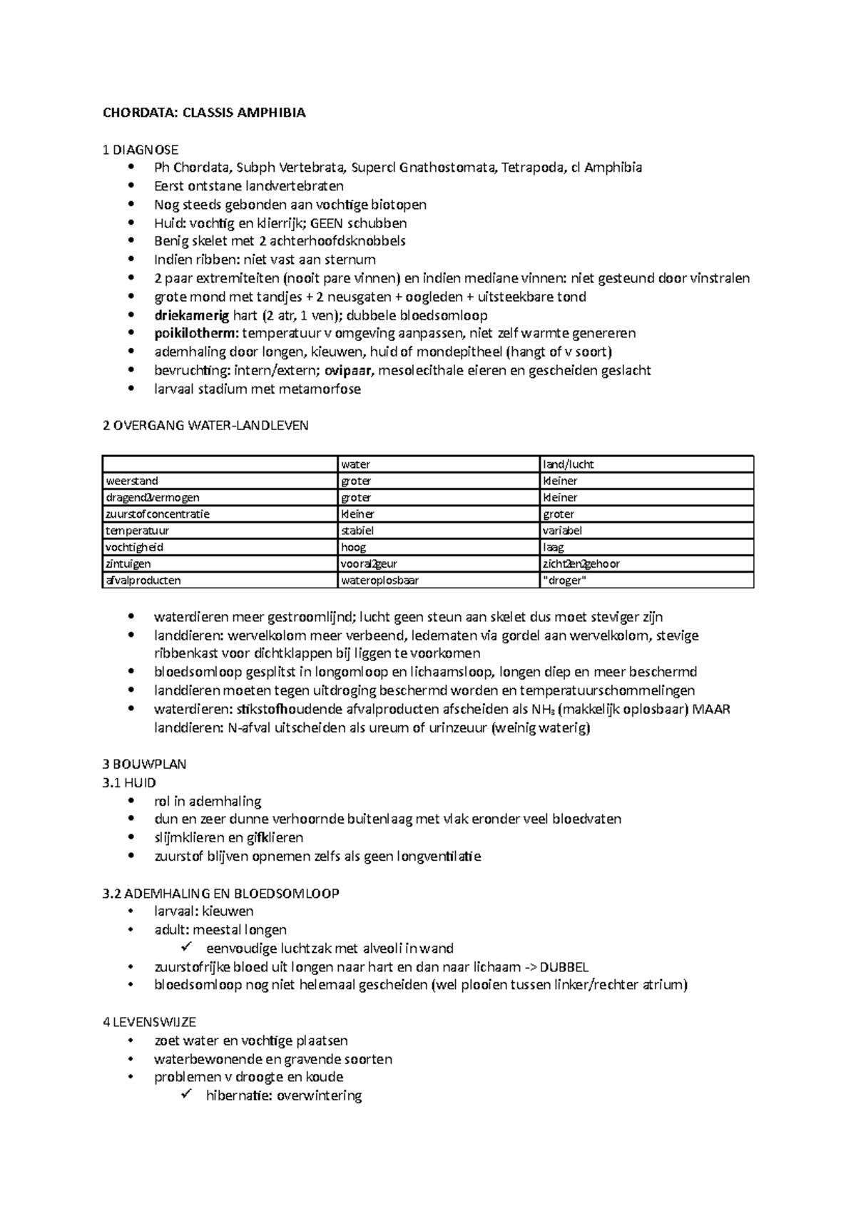 Samenvatting - Hoofdstuk Amphibia - CHORDATA: CLASSIS AMPHIBIA 1 ...