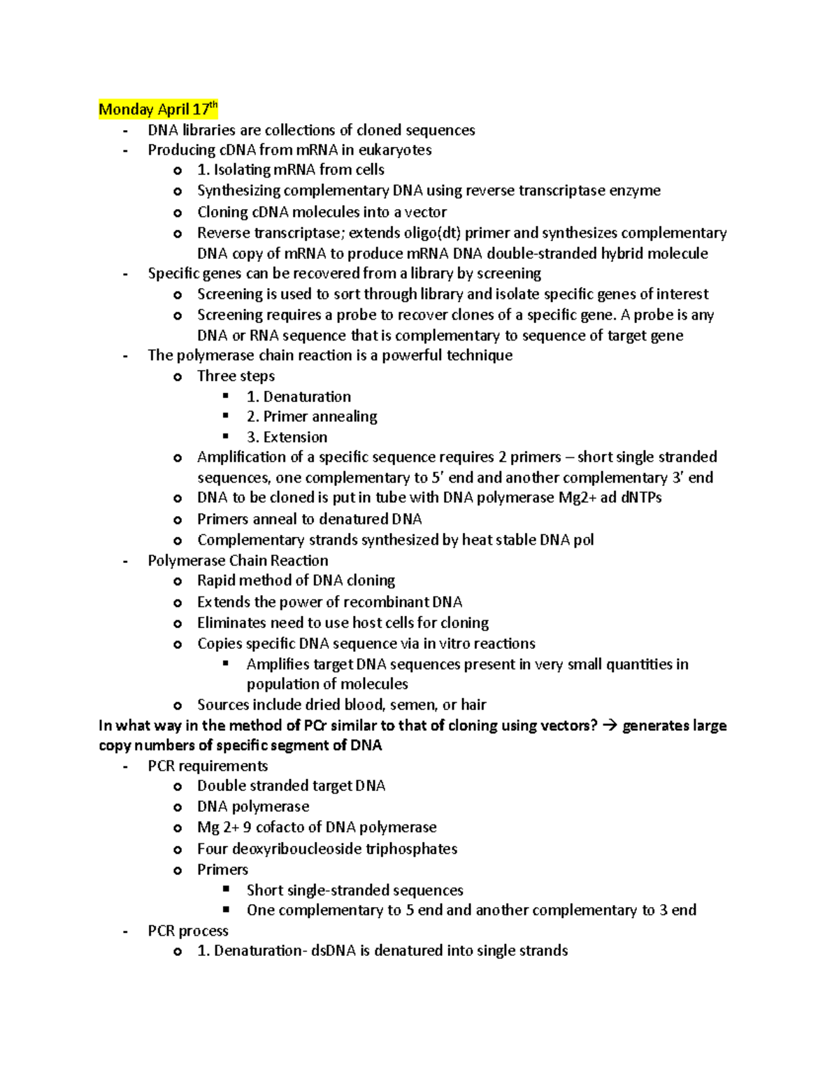 Study guide test 4 Monday April 17th DNA libraries are