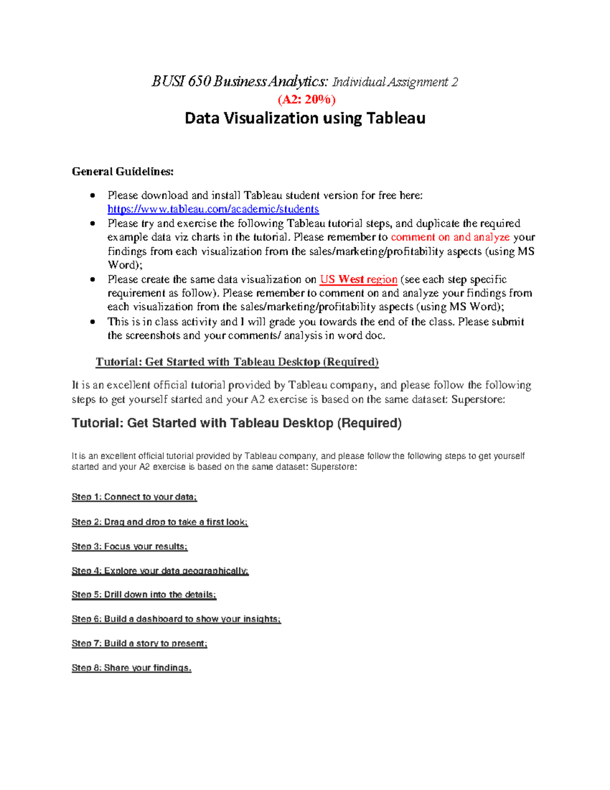 BUSI 650 Tableau Activity - BUSI 650 Business Analytics: Individual ...