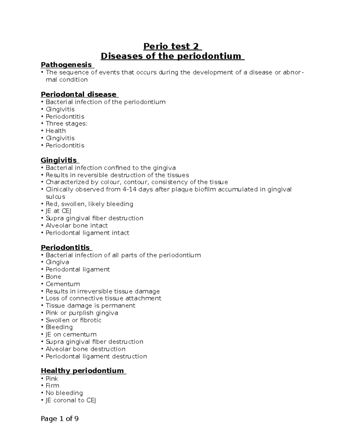 Perio test 2 test notes Perio test 2 Diseases of the periodontium