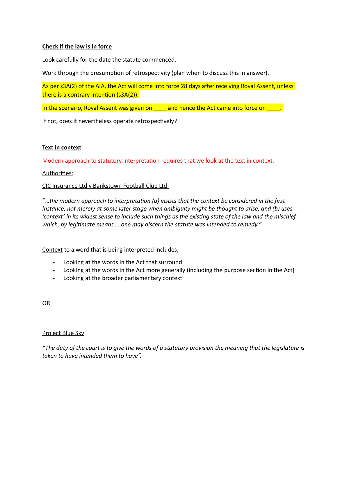 Statutory interpretation cheat sheet - Check if the law is in force ...