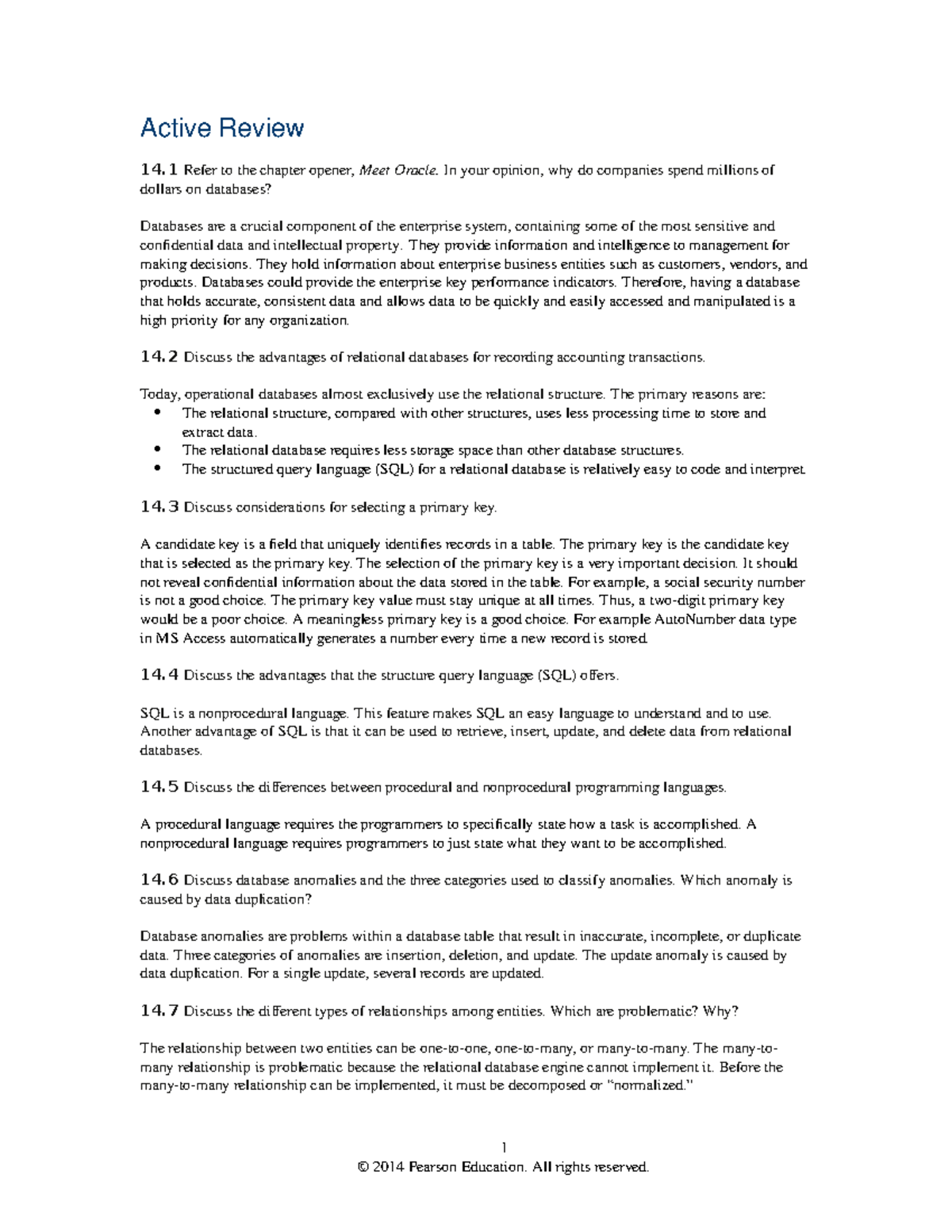 CH 14 Assignments Solutions Active Review 14 Refer to the chapter