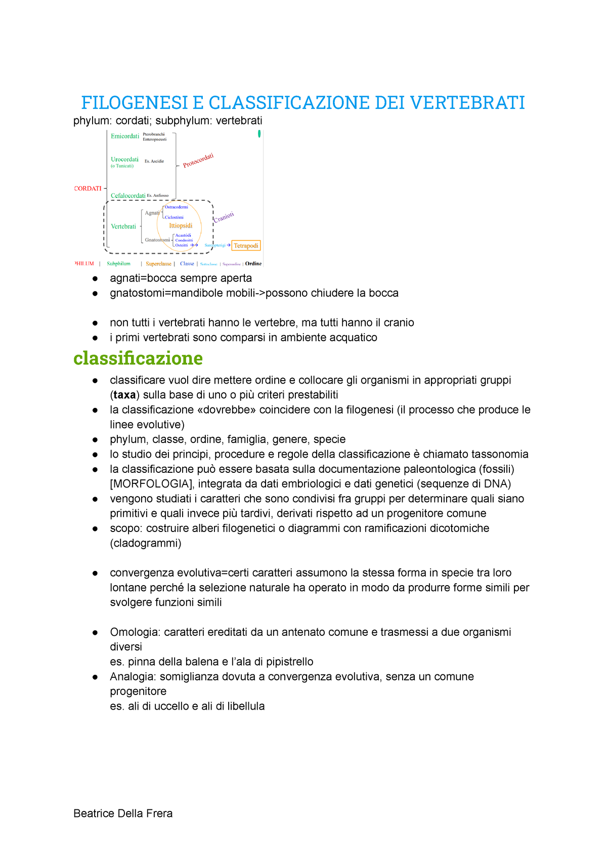 9. Filogenesi E Classificazione Dei Vertebrati - FILOGENESI E ...