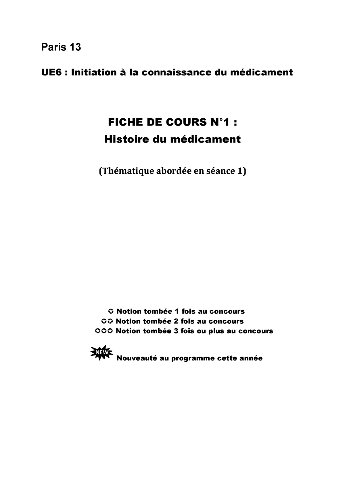 Ue6 Pharmaco Fc1 Histoire Du Meüdicament Paces Ue 6 - 