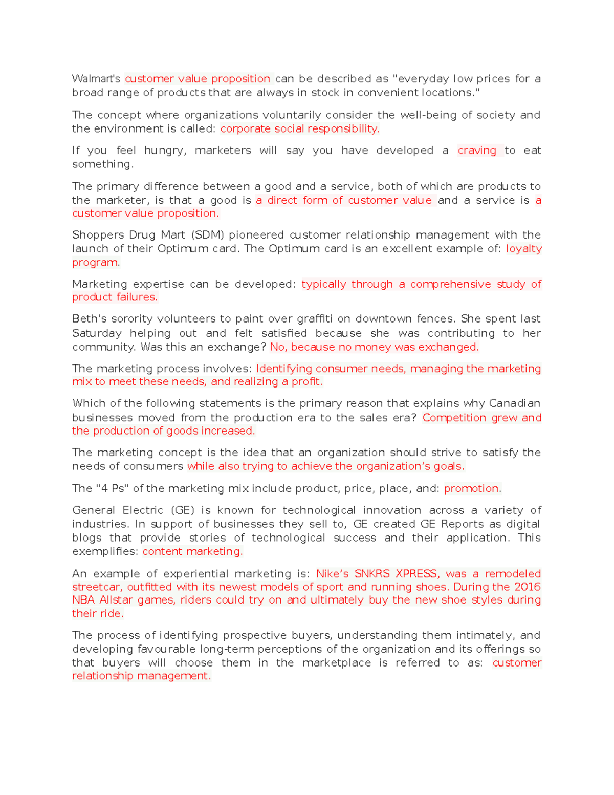 Practice QUiz1 Walmart's customer value proposition can be described