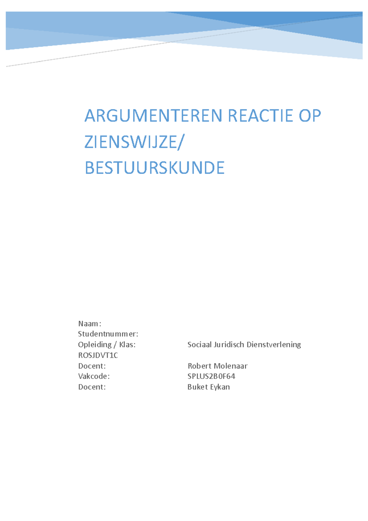 Reactie Op Zienswijze - Cijfer: 8,0 - ARGUMENTEREN REACTIE OP ...