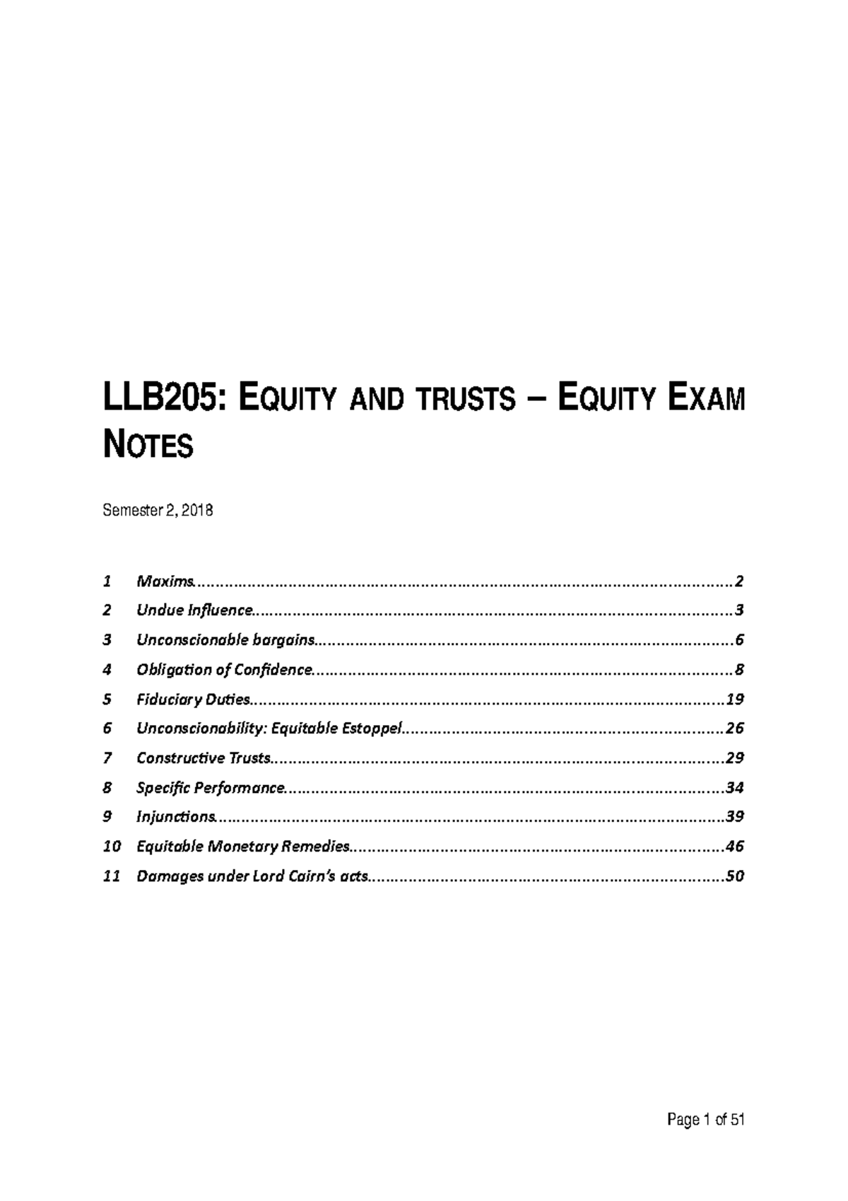 LLB205: Equity and Trusts Exam Notes - Studocu