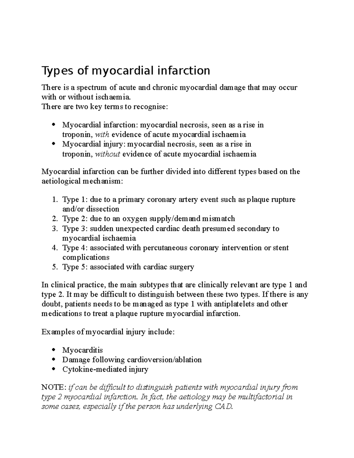 Types Of Myocardial Infarction In ACS - Types Of Myocardial Infarction ...