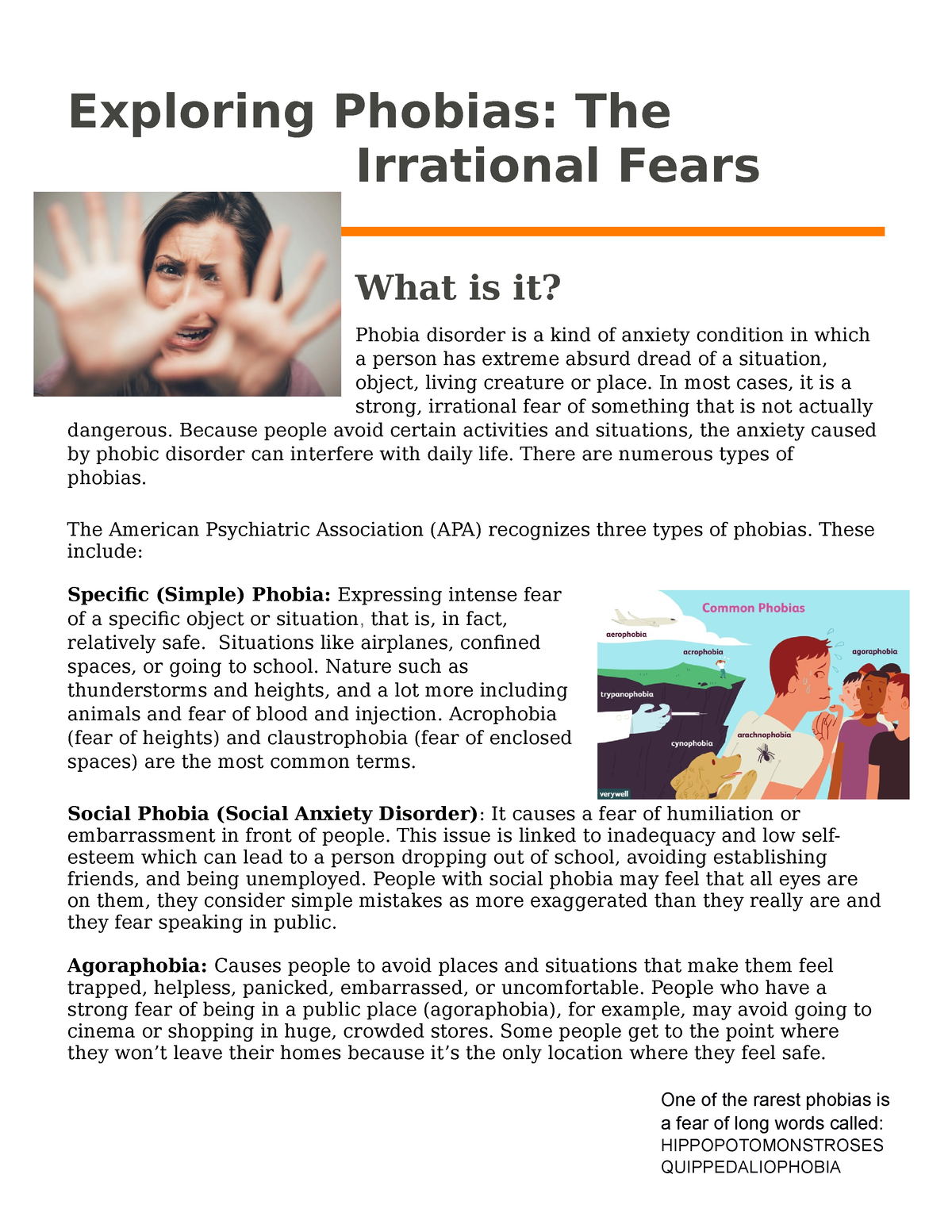 short case study on phobia