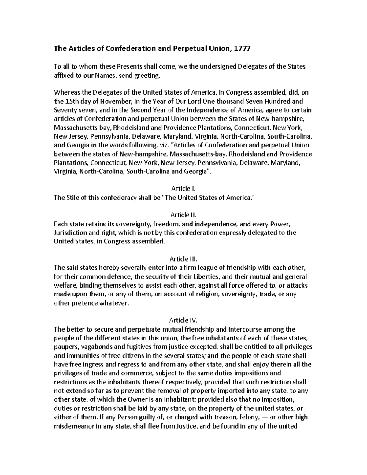 13 The Articles of Confederation and Perpetual Union - GOV 310 ...