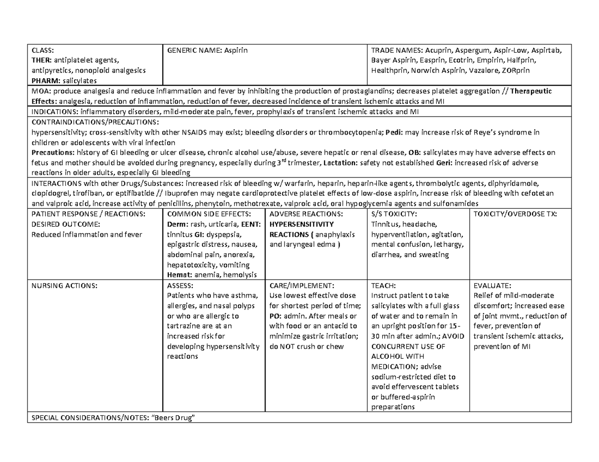 Aspirin After meals or with food or an antacid to minimize gastric