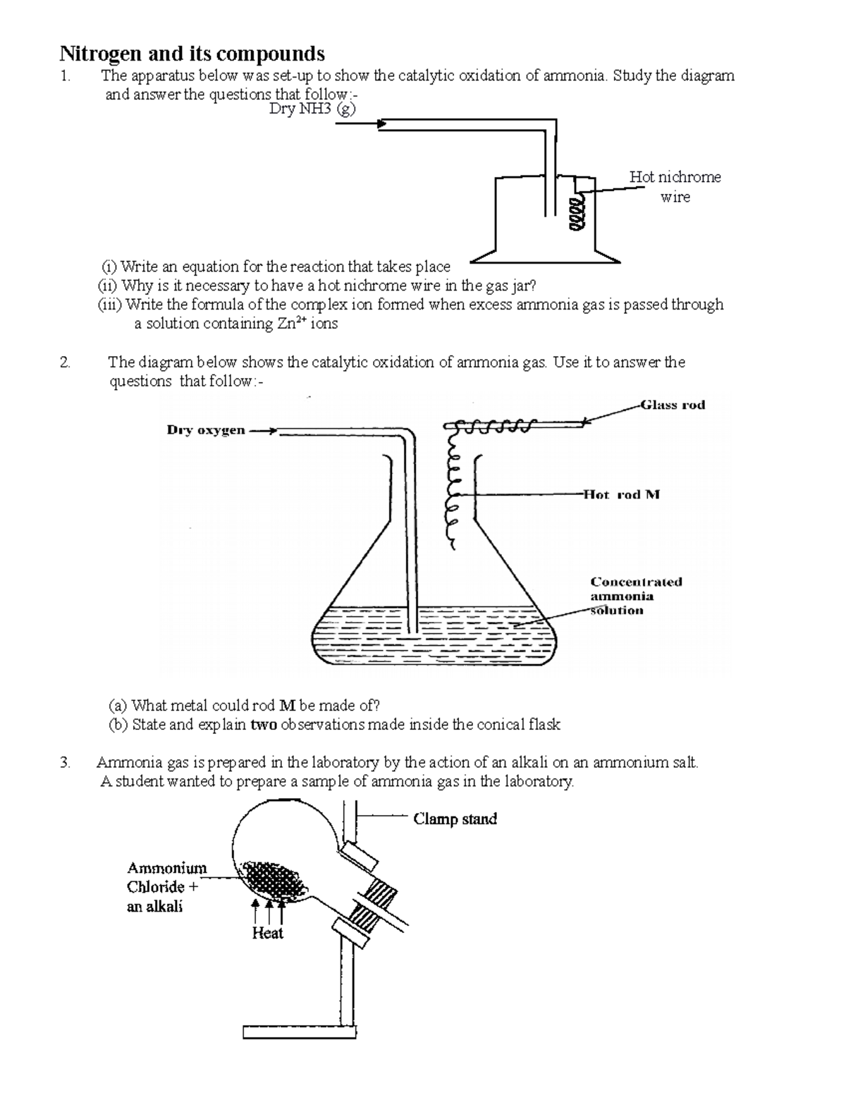 Nitrogen and its compounds Q - Nitrogen and its compounds The apparatus ...