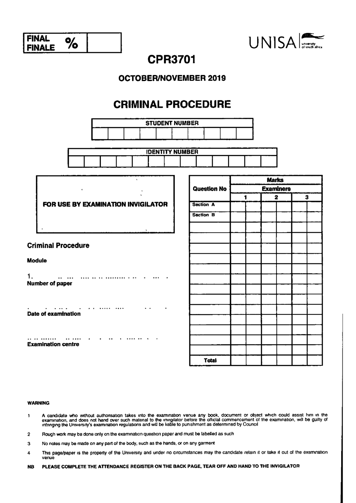 CPR3701-2019-10-E-1 - Lecture Guides Official Study Guides For CPR 3701 ...