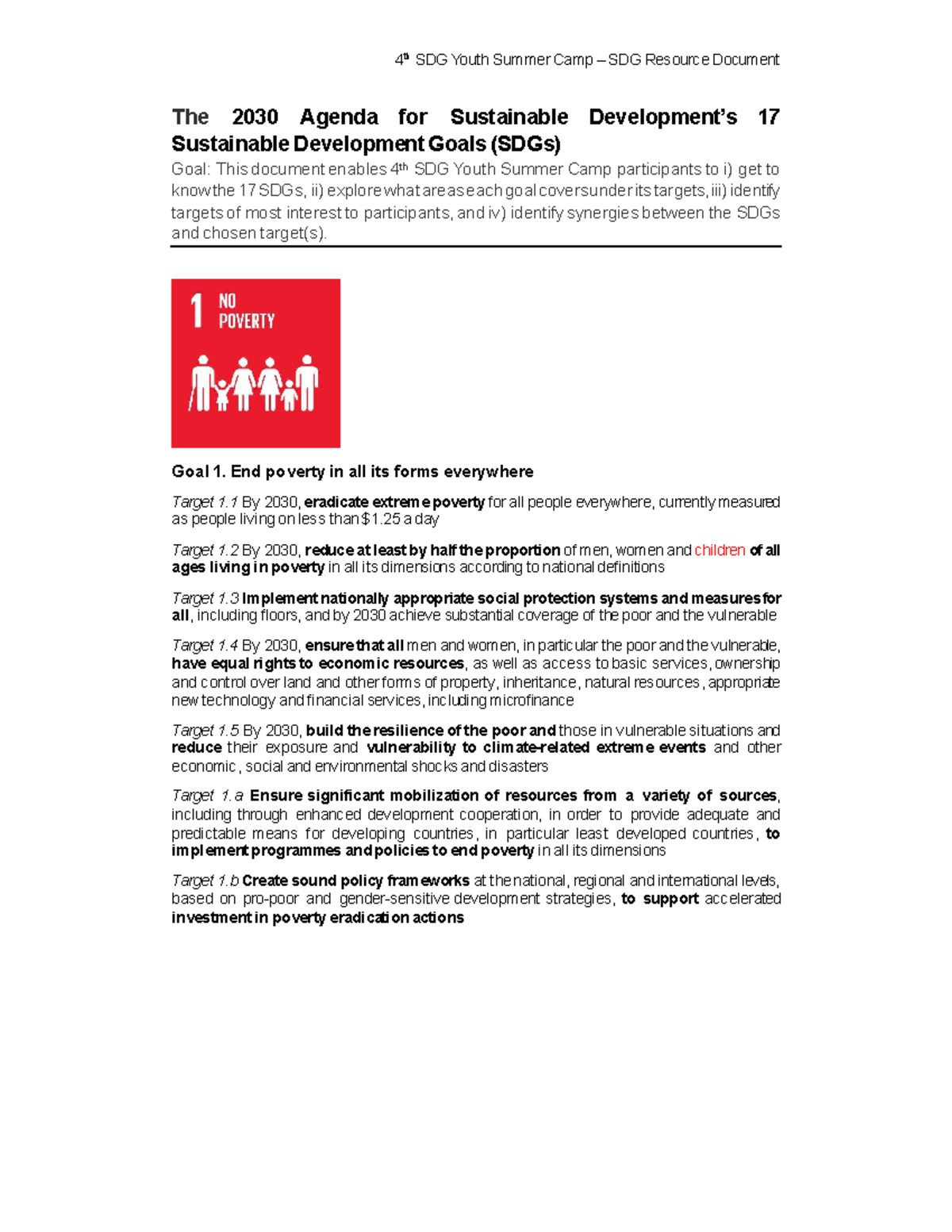 SDG-Resource-Document Targets-Overview - 4 th SDG Youth Summer Camp ...