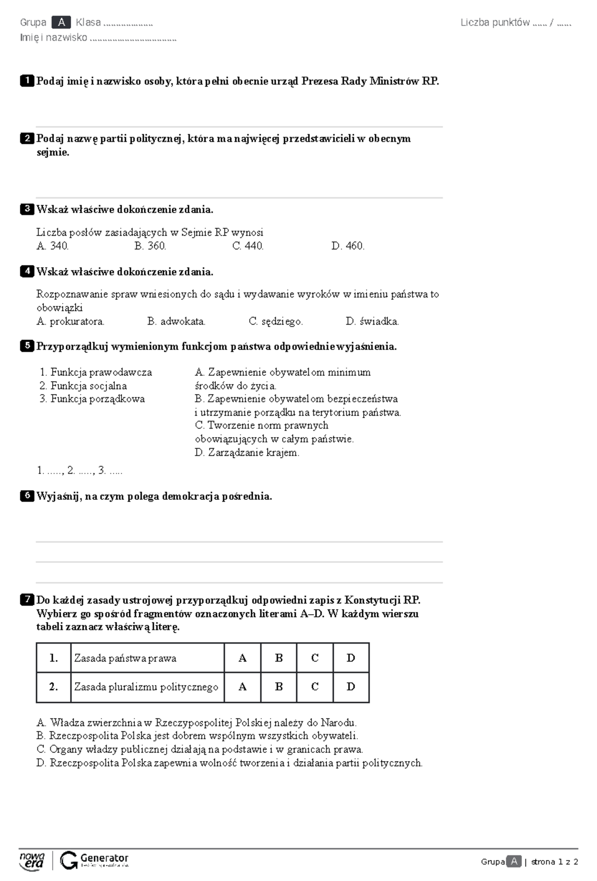 Sprawdzian Wos Prawo I Sądy Operon