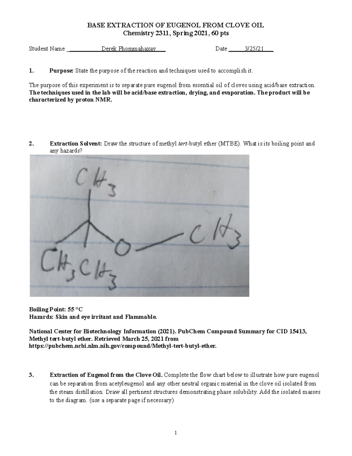 Eugenolfrom Clove Oil BASE EXTRACTION OF EUGENOL FROM CLOVE OIL