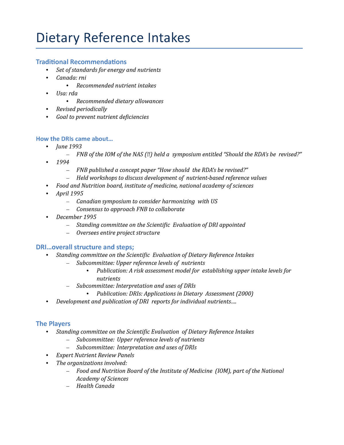 Dietary Reference Intakes Nutr3330 U Of G Studocu