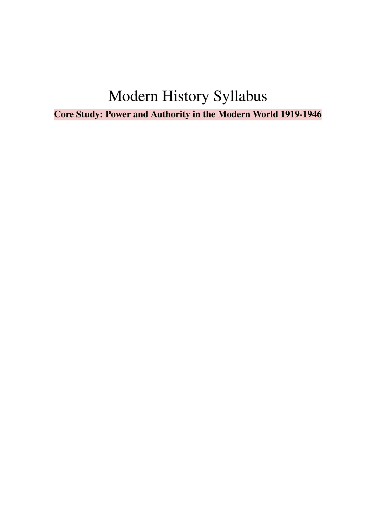 (CORE Study) Modern History Syllabus - Modern History Syllabus Core ...