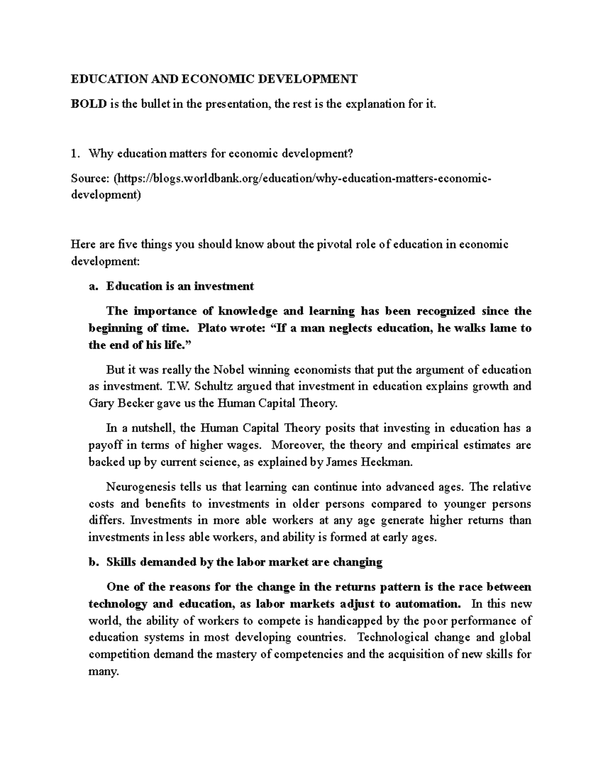 Education Towards Economic Development Script EDUCATION AND ECONOMIC