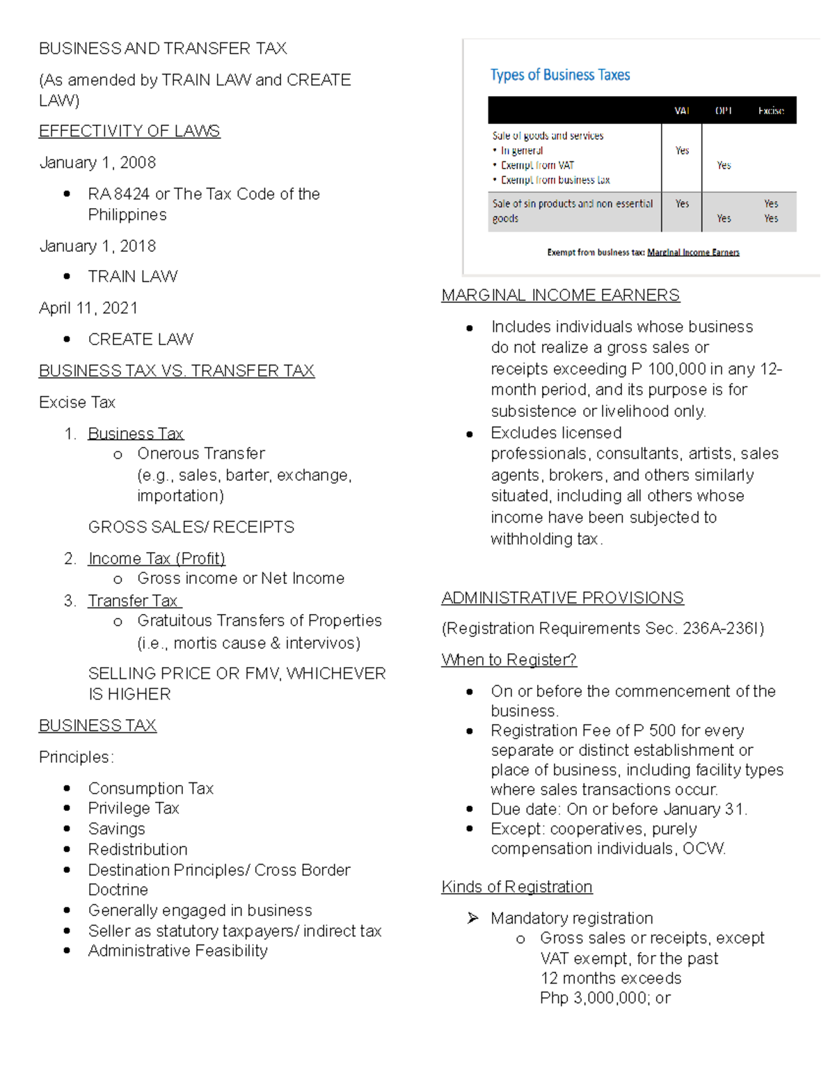 Business AND Transfer TAX - BUSINESS AND TRANSFER TAX (As Amended By ...