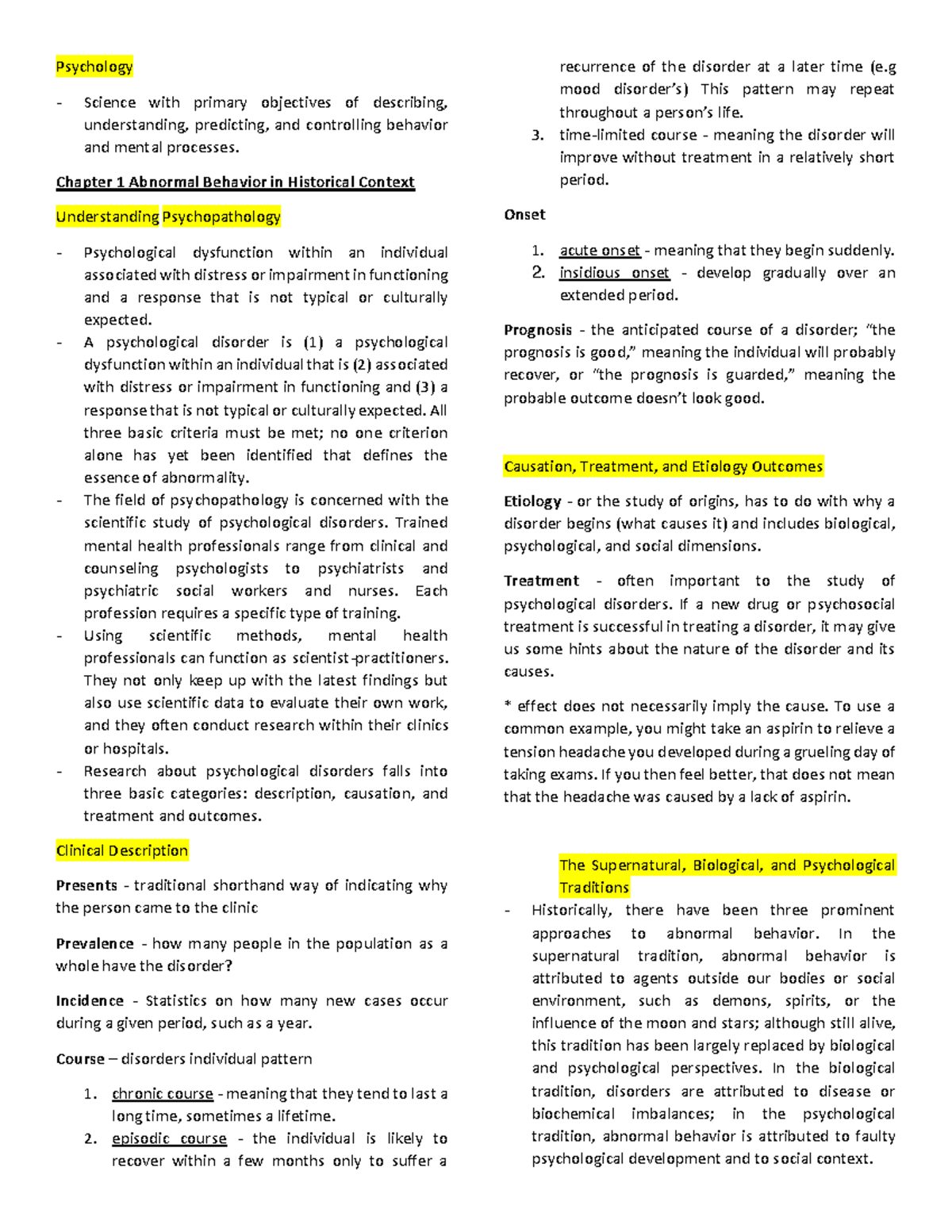 Abnormal Psychology Reviewer - Psychology Science with primary ...