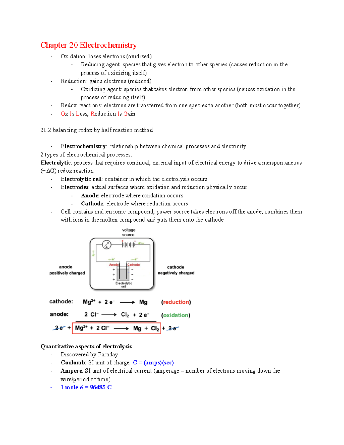 Electrochemistry - Dr Yoblinski (BJ) - Chapter 20 Electrochemistry ...