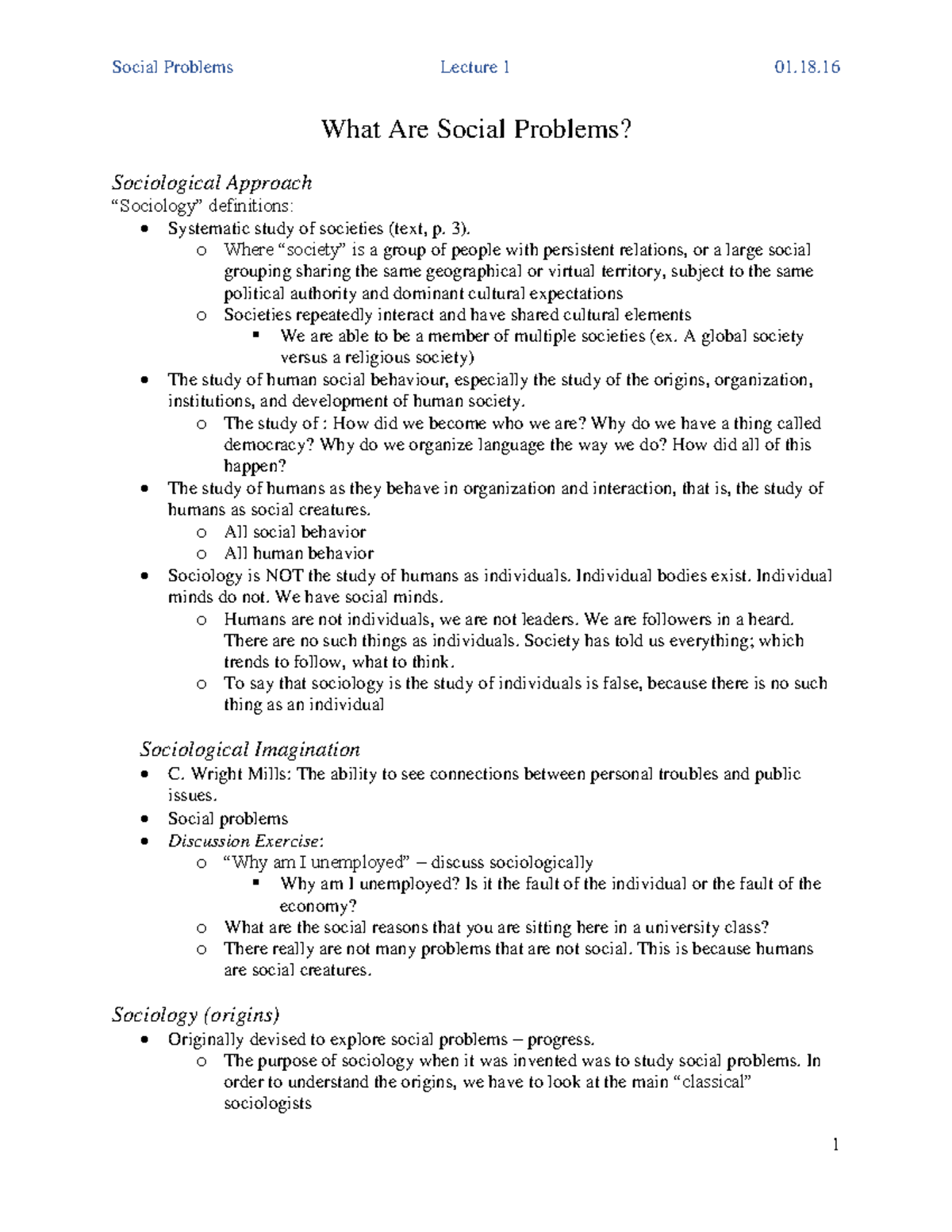 Lecture notes, lectures 1-9 - Professor: dr. tim macneill - What Are ...