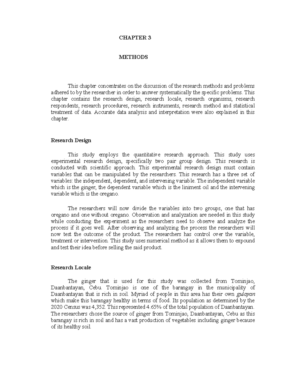 Research- Instrument - GREATEST BOOK - CHAPTER 3 METHODS This chapter ...