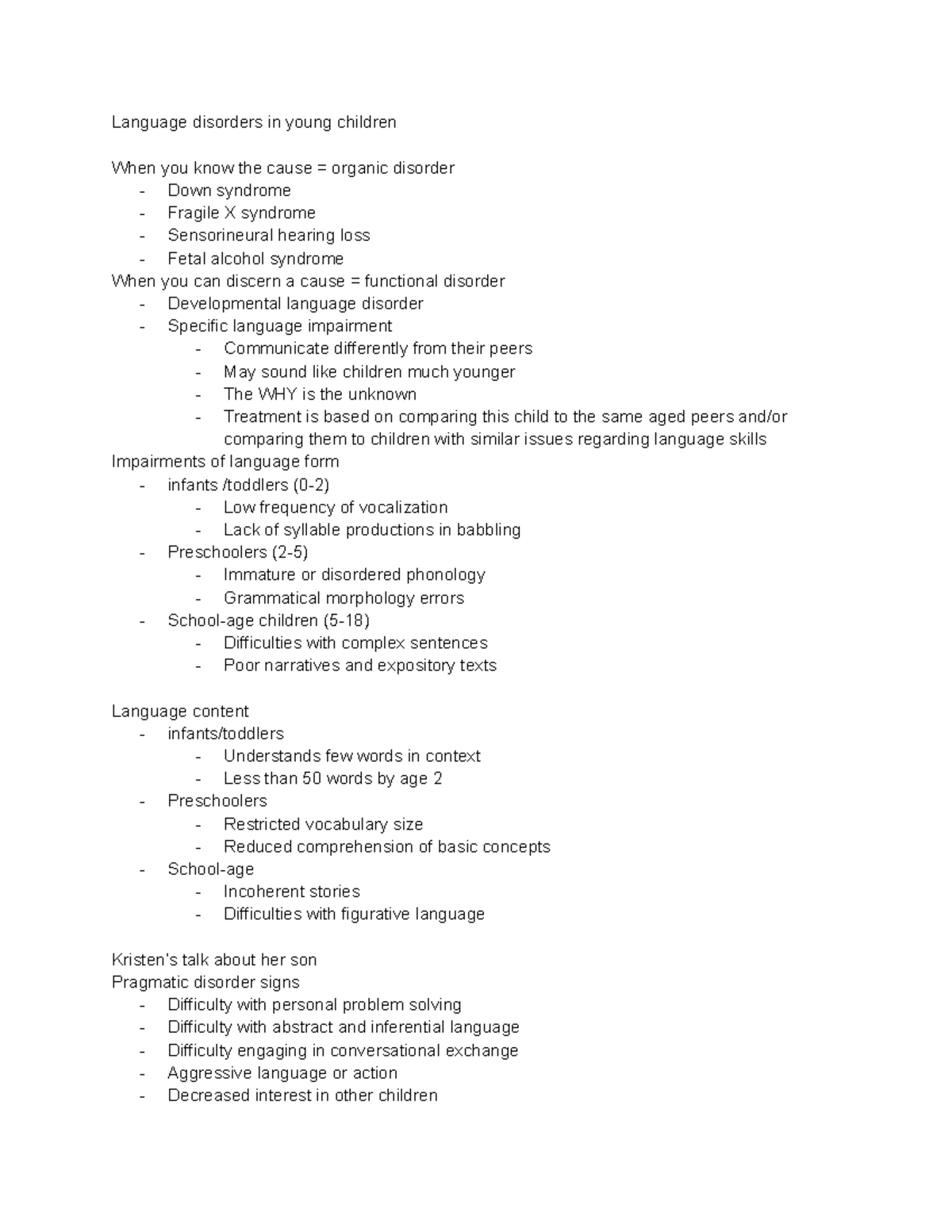 Survey 4 - Language disorders in young children When you know the cause ...