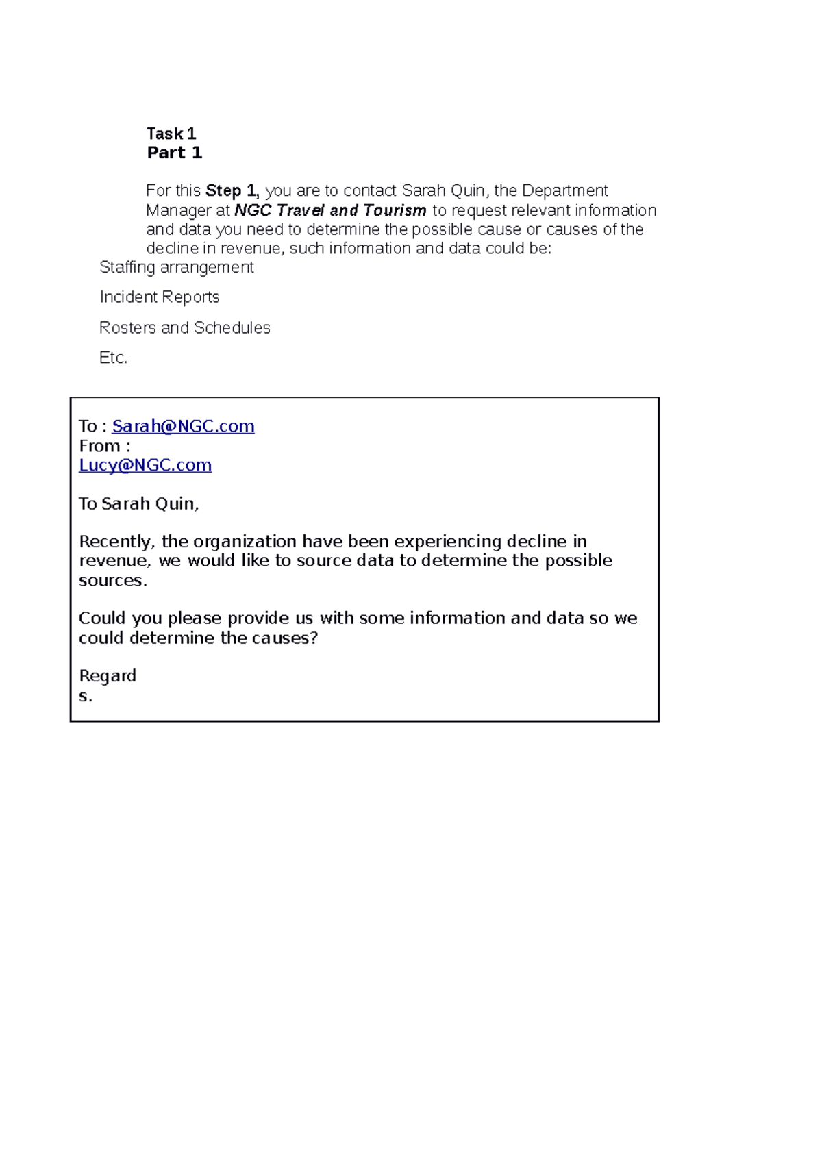 New word - Assignment - Task 1 Part 1 For this Step 1, you are to ...