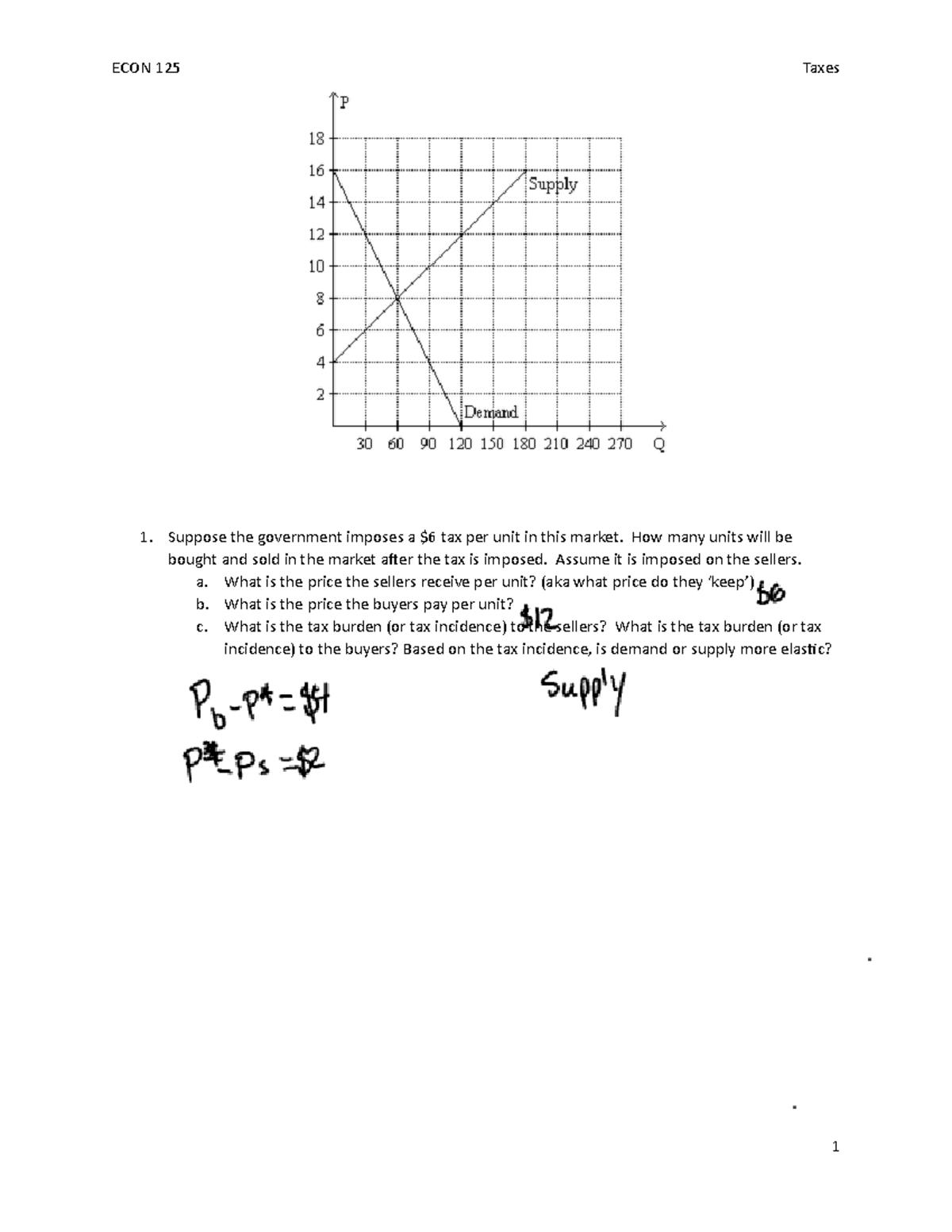 Taxes Copy Suppose The Government Imposes A 6 Tax Per Unit In This