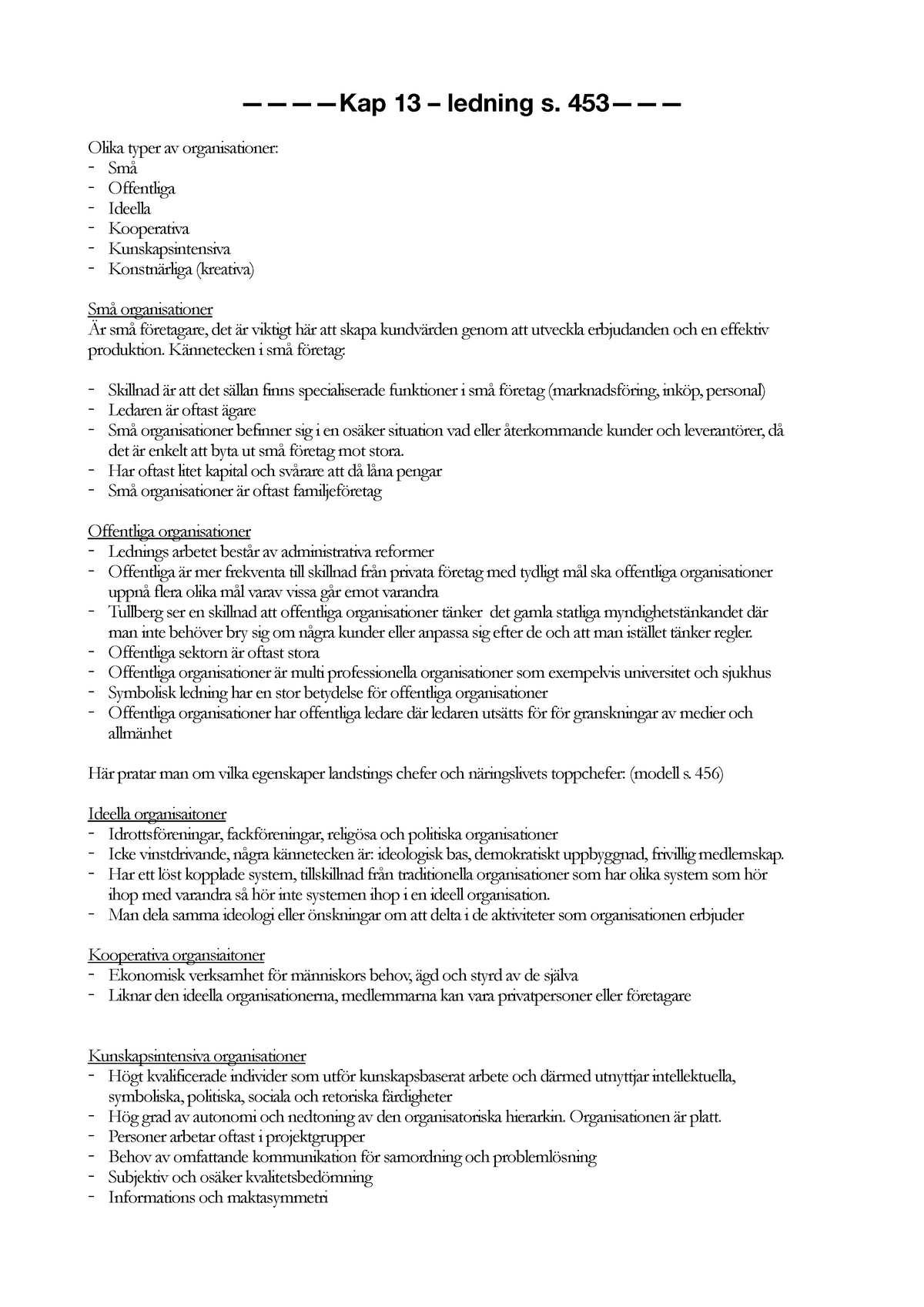 Inför Tenta Organisering Och Ledning - ————Kap 13 – Ledning S. 453 ...