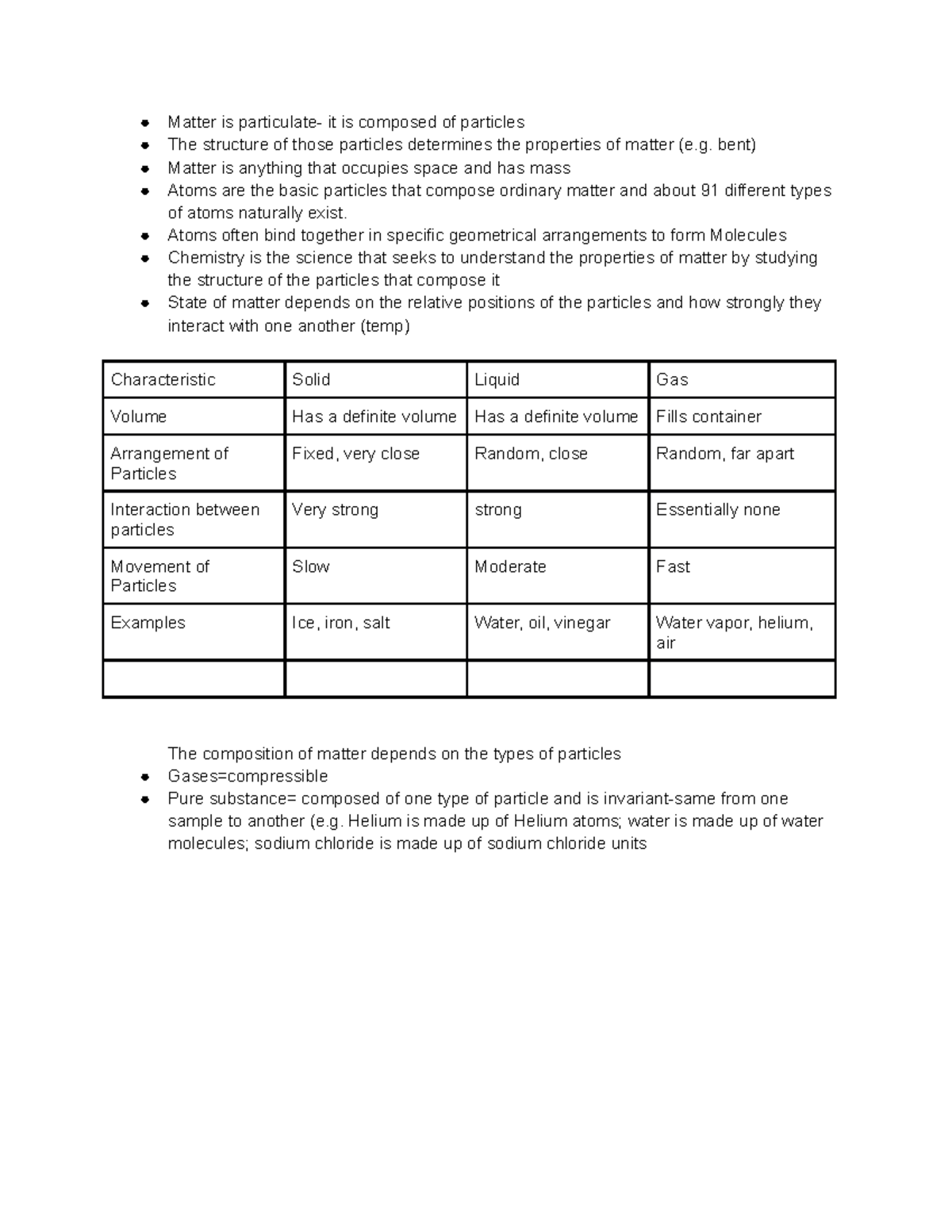 Key Concepts Chemistry Chapter 1 - Matter is particulate- it is ...