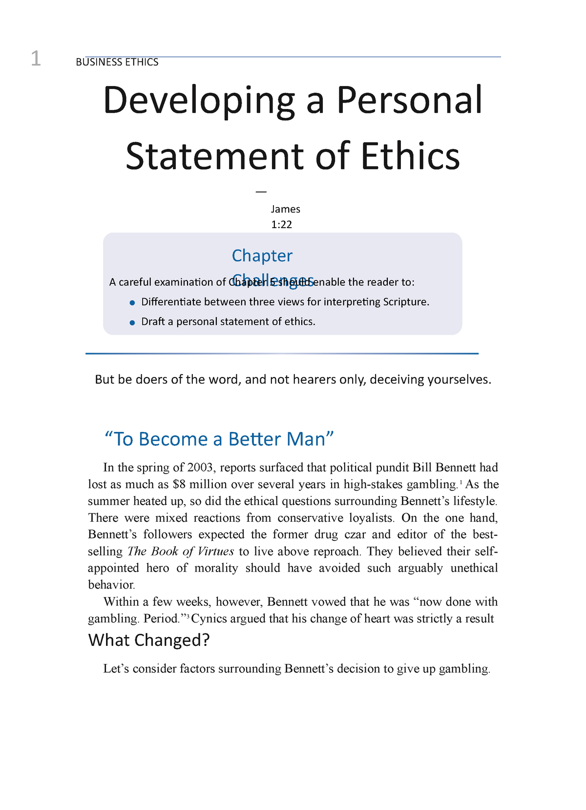 sample of a personal ethics statement