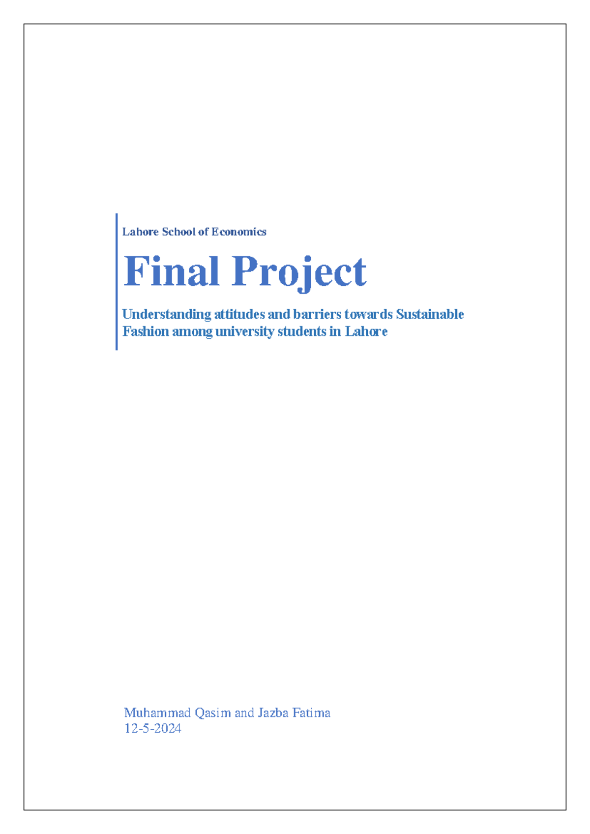 Final Project - survey - Lahore School of Economics Final Project ...