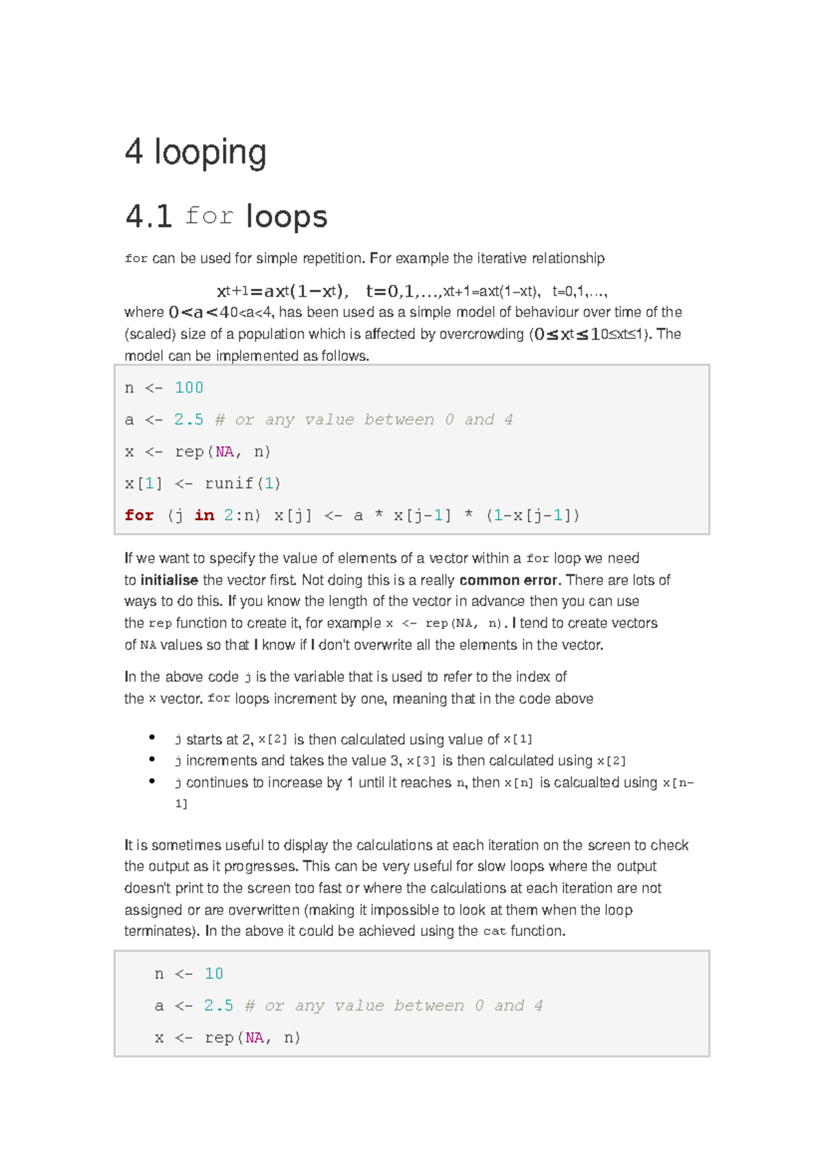 Chapter 5-3 - R Programming Tools - 4 loopi ng 4 for loops for can be ...