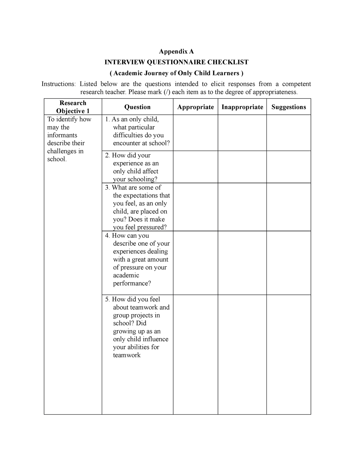 For Validation Interview guide 1 Group 5 1 - Appendix A INTERVIEW ...