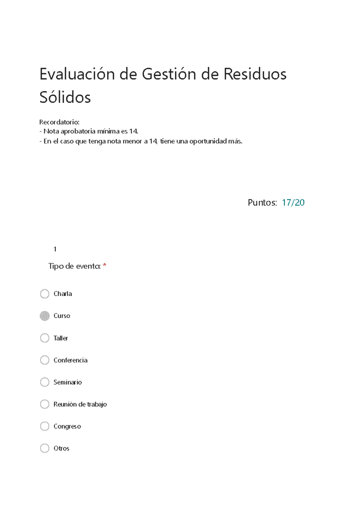 Evaluación De Gestión De Residuos Sólidos Evaluación De Gestión De