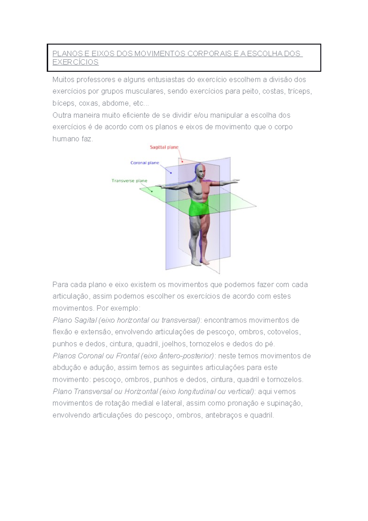 Planos Eixos E Movimentos